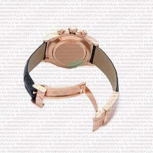 Replica Rolex Cosmograph Daytona Rose Gold with Pink Dial Black Leather Band with Diamond Marks - Image 12