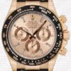 Replica Rolex Cosmograph Daytona Rose Gold with Pink Dial Black Leather Band with Diamond Marks - Image 2