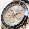 Replica Rolex Cosmograph Daytona Rose Gold with Pink Dial Black Leather Band with Diamond Marks - Image 3