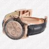 Replica Rolex Cosmograph Daytona Rose Gold with Pink Dial Black Leather Band with Diamond Marks - Image 8