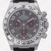 Replica Rolex Cosmograph Daytona White Gold Grey Dial Leather Band - Image 2