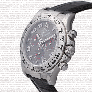 Replica Rolex Cosmograph Daytona White Gold Grey Dial Leather Band - Image 3