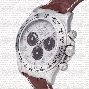Replica Rolex Cosmograph Daytona 18ct Gold White Gold White Panda Dial Leather Band - Image 3