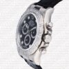 Replica Rolex Cosmograph Daytona 18k White Gold Black Dial Diamond Marks Leather Band - Image 3