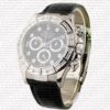 Replica Rolex Cosmograph Daytona 18k White Gold Black Dial Diamond Marks Leather Band - Image 4