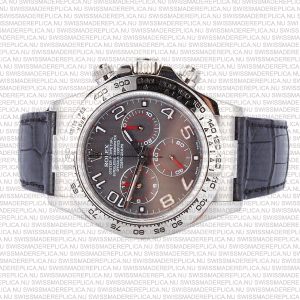 Replica Rolex Cosmograph Daytona White Gold Grey Arabic Marks Dial Leather Band - Image 7