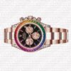 Replica Rolex Cosmograph Daytona Rainbow Bezel Diamond Markers 18k Rose Gold - Image 9