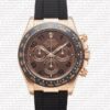 Replica Rolex Cosmograph Daytona Rose Gold with Chocolate Arabic Dial Rubber Band