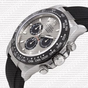 Replica Rolex Cosmograph Daytona White Gold with Silver Dial Rubber Band - Image 3