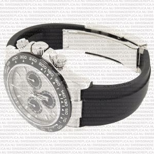 Replica Rolex Cosmograph Daytona White Gold with Silver Dial Rubber Band - Image 7