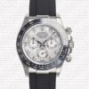 Replica Rolex Cosmograph Daytona White Gold with MOP White Dial Rubber Band with Diamond Marks