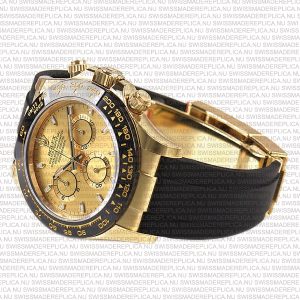 Replica Rolex Cosmograph Daytona Yellow Gold with Gold Dial Rubber Band - Image 7