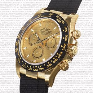 Replica Rolex Cosmograph Daytona Yellow Gold with Gold Dial Rubber Band - Image 3
