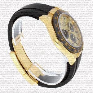 Replica Rolex Cosmograph Daytona Yellow Gold with Panda Gold Dial Rubber Band - Image 4