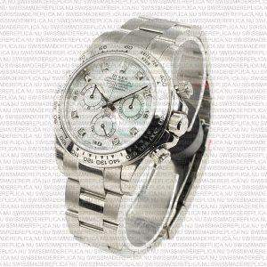 Replica Rolex Cosmograph Daytona SS White Gold MOP White Dial with Diamond Marks - Image 6