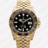 Replica Rolex GMT-Master II Jubilee 18k Yellow Gold Black Dial Ceramic Bezel 40mm